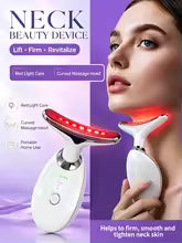 Neck Face Massager, Red Light Therapy & EMS Microcurrent for Skin Tightening & Jawline Lifting, USB Rechargeable Beauty Tool