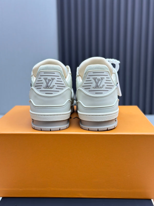 Luxury Cream & Silver Low-Top Sneakers – Premium Casual Shoes