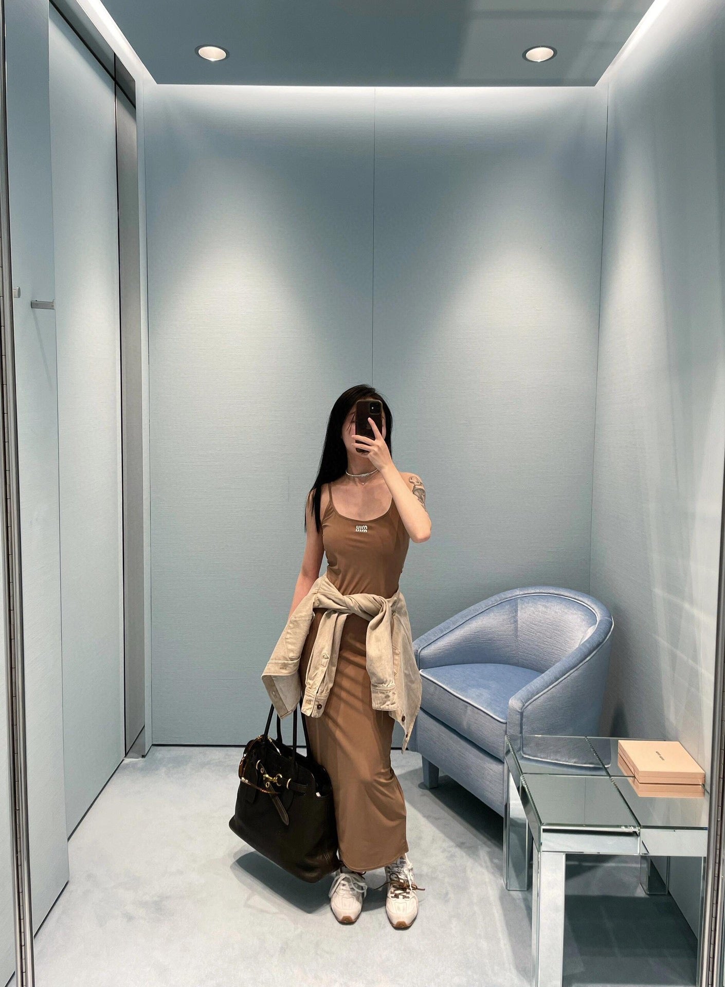 Luxury Brown Satin Maxi Slip Dress – Minimalist Evening Dress